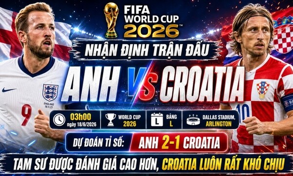 Nhận định Anh vs Croatia, 03h00 ngày 18/6: Dự đoán tỉ số World Cup 2026