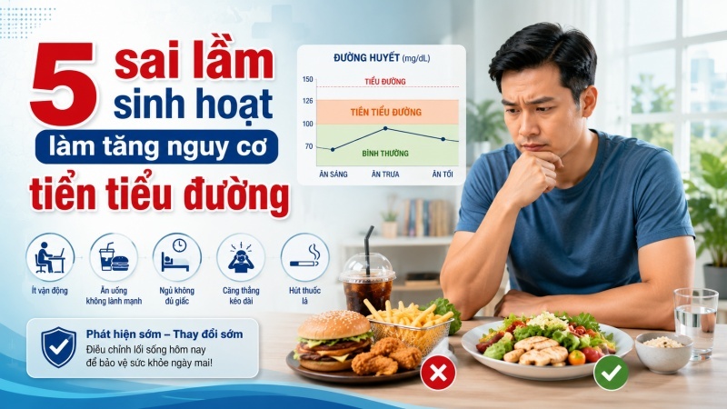 5 sai lầm sinh hoạt làm tăng nguy cơ tiền tiểu đường