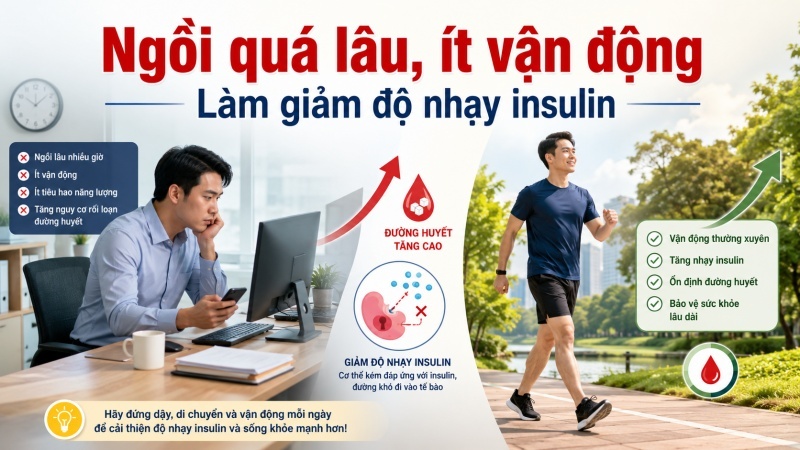 Ngồi quá lâu và ít vận động làm giảm độ nhạy insulin